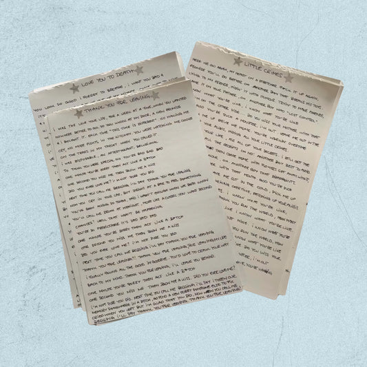 Handwritten Lyric Sheet A4